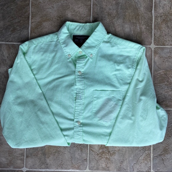 Green stripes long sleeve shirt. Like new. - Picture 1 of 6